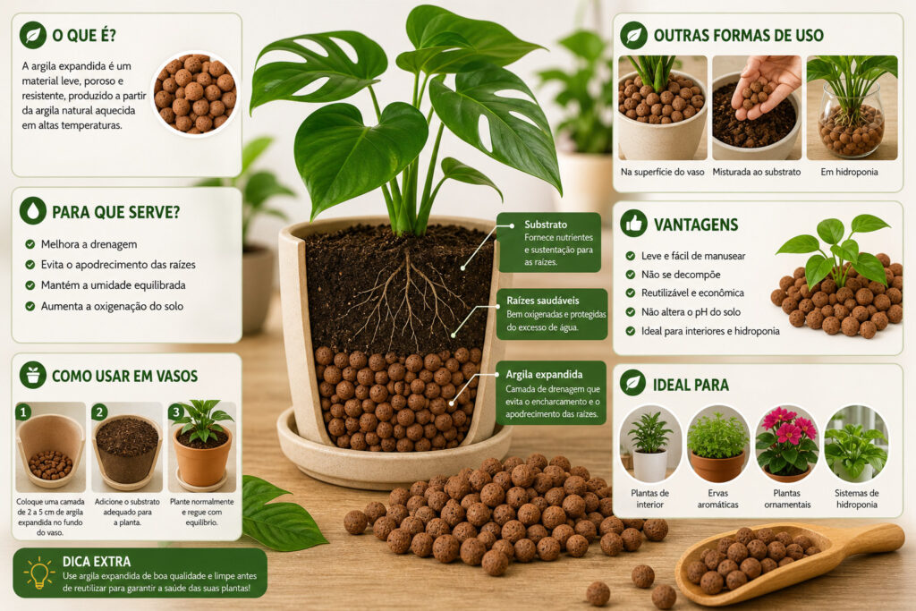 Argila Expandida: O Segredo para Plantas Mais Saudáveis e Bem Drenadas em Interior argila expandida